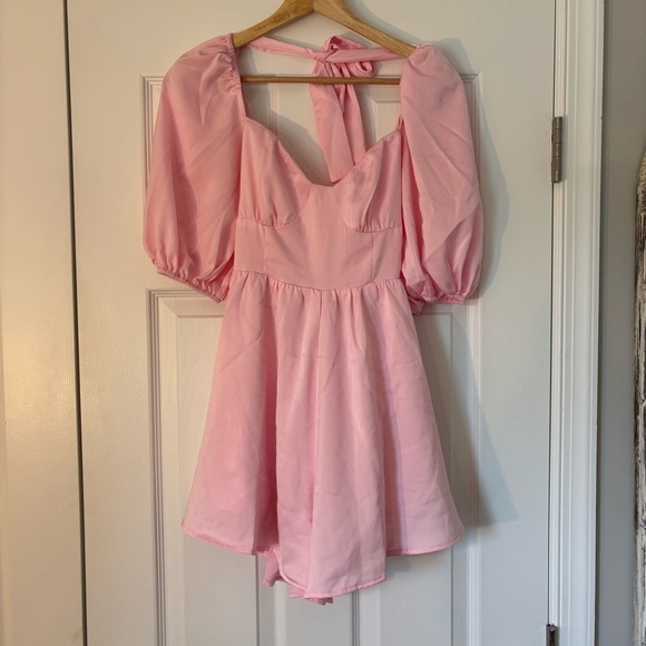 Petal & Pup Billie Satin Romper Pink Girly Feminine Flowy Frilly 2 Puff Sleeve - Picture 6 of 14